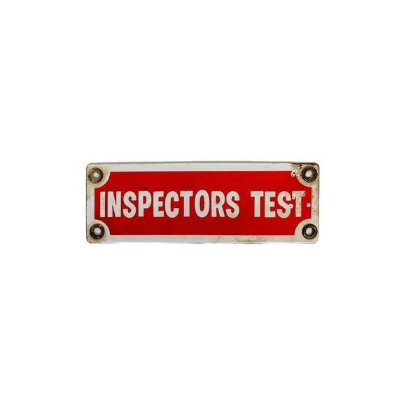 Vintage Porcelain Inspectors test Sign with Grommets One Sided - Picture 6 of 6